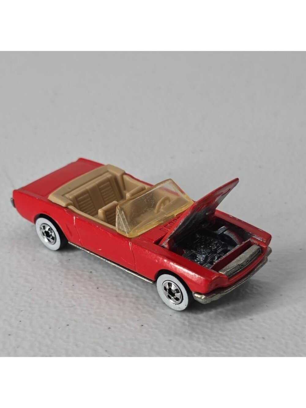 Hot Wheels '65 Mustang Convertible 1983 VTG Red Hood Opens Whitewalls Mattel